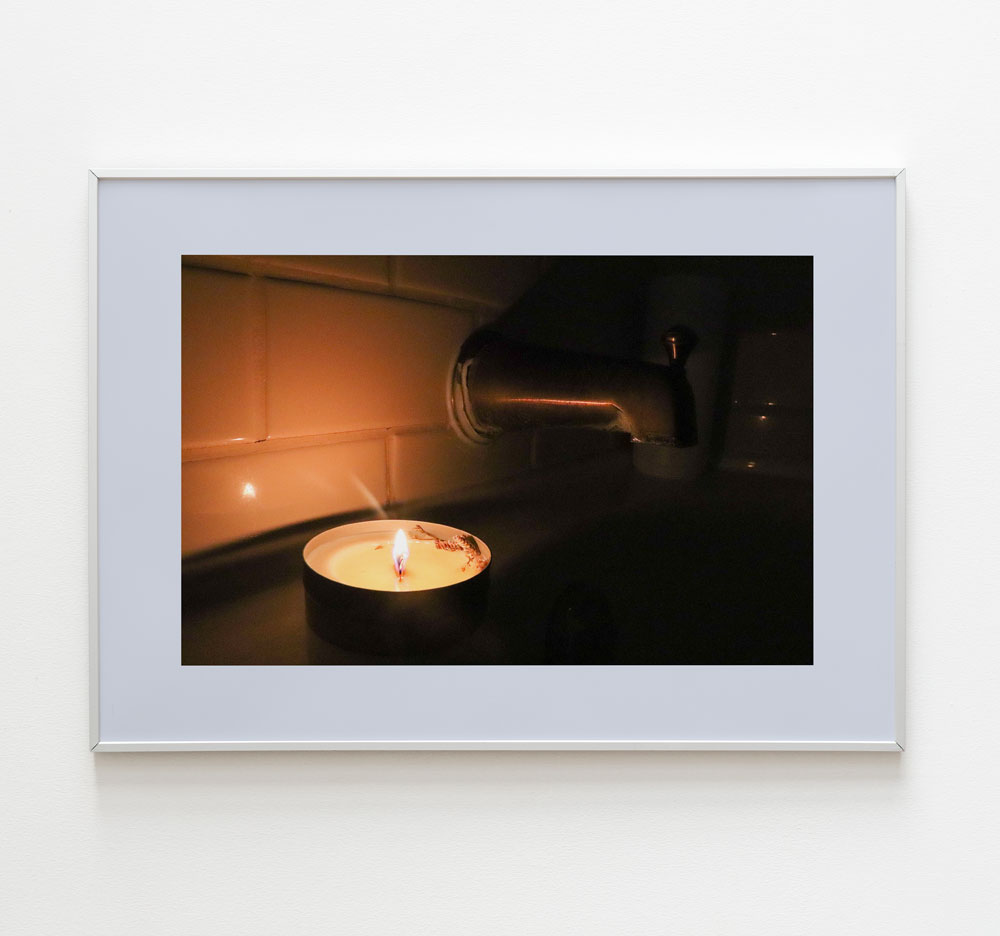 low light candle in bathroom